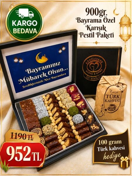 900Gr Bayrama Özel Pestil Paketi +100Gr Türk Kahvesi HEDİYE