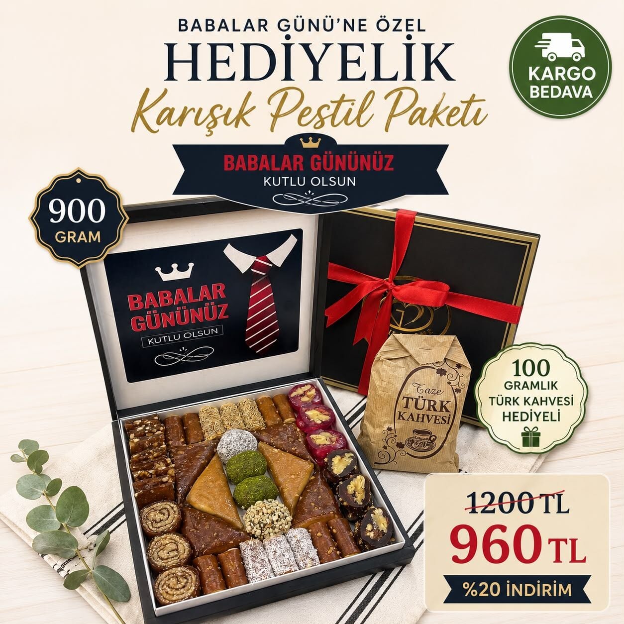 900Gr Babalar Gününe Özel Pestil Paketi + 100Gr Türk Kahvesi Hediyeli(KARGO BEDAVA)